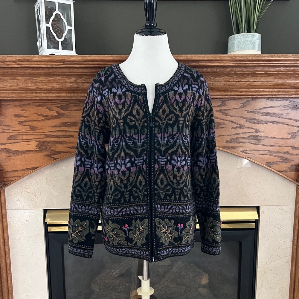 NorthStyle Women's Wool Blend Full Zip Nordic Cardigan Sweater Size Small‎